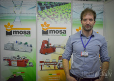 Oliver Russo with Mosa Green, showing the company's seeding machines.