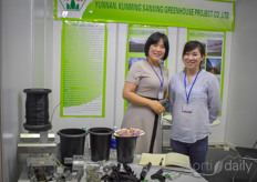 Yunnan Kunming Sanxing Greenhouse Project, greenhouse manufacturer earliest found in Yunnan. In the photo Lu Dieu Thuy & Lui Qingfeng.