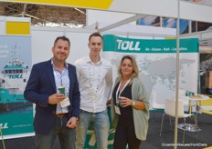 By TOLL Global Forwarding they ‘transported’ coffee to their booth. From the left to the right: Mark Boender, Job de Heer and Ramona Rodenburg.