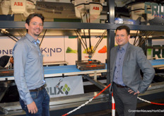 Pim van Rijn and Michel van Reenen of Crux Agrorobotics in front of the SortiPack in action.