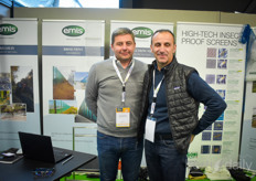 Sebastien Moulias & Philippe Merik with Emis, offering textiles to be used in horticulture.