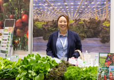 Daisuke Somekawa with Rijk Zwaan Breeding Japan showing off their most popular lettuce varieties. Frill lettuce appears to be a highly favored variety amongst consumers.