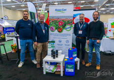 Jef Van Gorp, Andrew Boudry, Ivan Casteels and Bram Roosen of Roam show the Huwa-San products