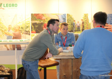 In conversation with an exhibition visitor at today's royal Legro.